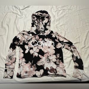 Calvin Klein Black and White Floral Long Sleeve Hoodie